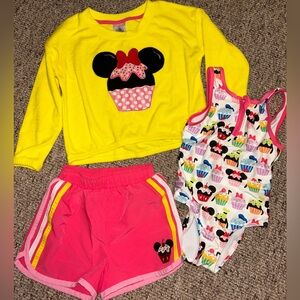 Disney Store Mickey Mouse & Friends Cupcake Girls Swimsuit Set 4T